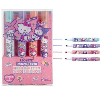 Marca Texto Leoarte Hello Kitty e Amigos Estojo com 4 Cores Coloridas