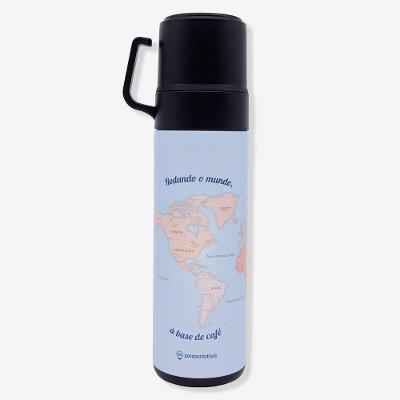 Garrafa Térmica de Café com Tampa Viagem 0,6L Aço Inoxidável e Plástico Parede Dupla Zonacriativa