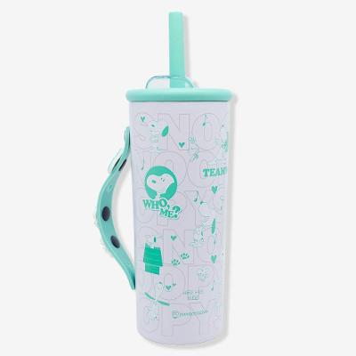 Copo Térmico Copo Charms Snoopy Amigos 0,6L Aço Inoxidável Silicone com Tampa e Canudos Snoppy