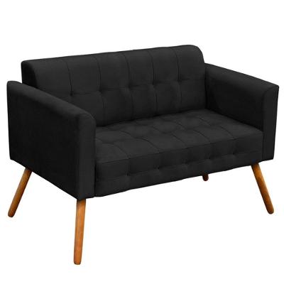 Poltrona Namoradeira Karen Suede Preto G19 Decorativa com Pés Palito para Sala de Estar Gran Belo