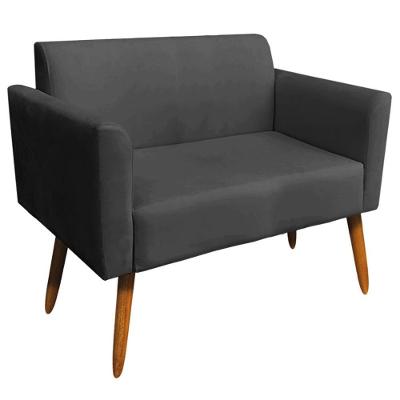 Poltrona Namoradeira Isabella G19 Decorativa Suede Preto com Pés Palito Gran Belo