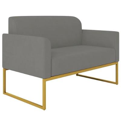 Poltrona Namoradeira Isabella G19 Decorativa Suede Grafite-dourado Gran Belo