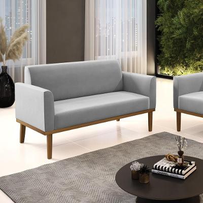 Poltrona Namoradeira Isabella Decorativa Suede Cinza com Espuma D-23 Gran Belo