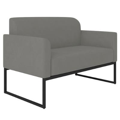 Poltrona Namoradeira Isabella Decorativa para Sala Linho Grafite Preto Gran Belo