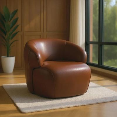 Poltrona Giratória Hades G34 Sala de Estar Couro Conhaque Design Contemporâneo Gran Belo