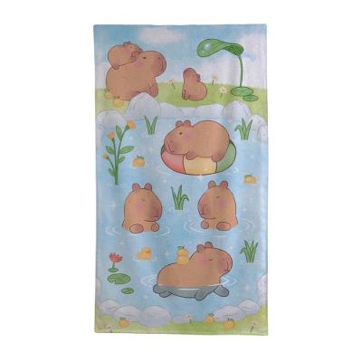 Toalha de Banho Infantil Capivara 130x70cm Algodão Aveludada Azul Claro Döhler
