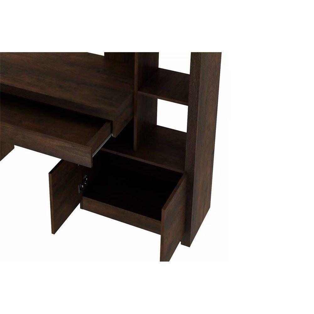Mesa Multiuso Escritório Me4143 C/ 2 Portas E 1 Gaveta Nogal - Tecno Mobili - 4