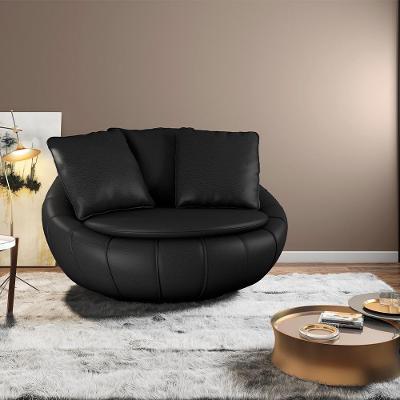 Poltrona Giratória Afrodite G45 para Sala de Estar em Corino Preto Gran Belo