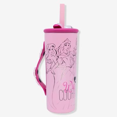 Copo Térmico Copo Charms Princesas Disney 600ml Aço Inoxidável Rosa Zonacriativa