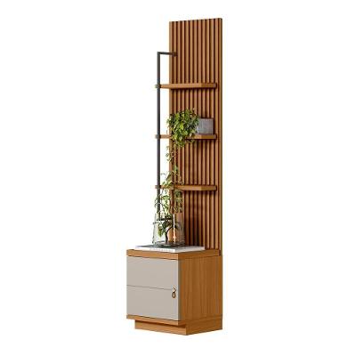 Módulo Lateral Decorativo Aloha Ripado G77 1 Porta MDP e MDF 44cm Nature-off White Gran Belo