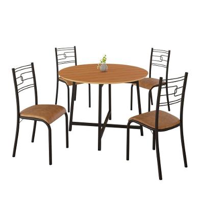 Conjunto de Jantar Ella 4 Lugares Tampo em MDF Mesa Redonda Preto 90cm Jambo Pet