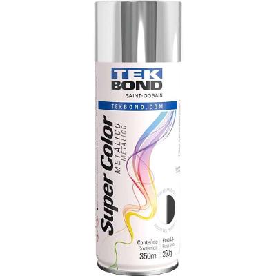 Tinta Spray Acrílica Cromado Metálico 350ml para Diversas Superfícies Prata Tekbond