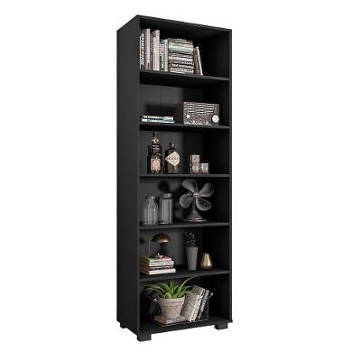 Estante de Livros Alf Preto Texturizado G47 5 Prateleiras MDF MDP para Escritório Gran Belo