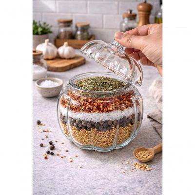 Pote de Vidro em Formato de Abóbora 1000ML para Cozinha Decorativa para Alimentos Secos Yangzi