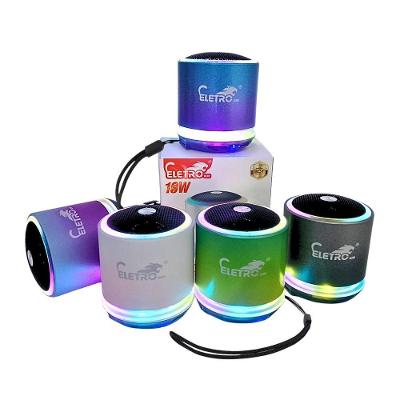 Mini Caixa de Som Bluetooth Usb El-1090 10W com Led Rgb e Entrada Cartão Tf Microsd Preto