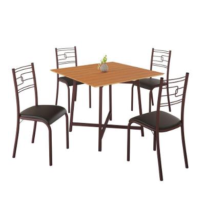 Conjunto Sala de Jantar Ella 4 Lugares Tampo em MDF Marrom-preto 90x90cm