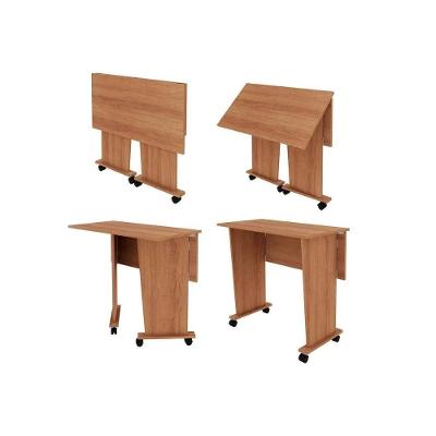 Mesa Multiuso Escritório Dobrável ME4117 c/ Rodízios Amêndoa - Tecno Mobili