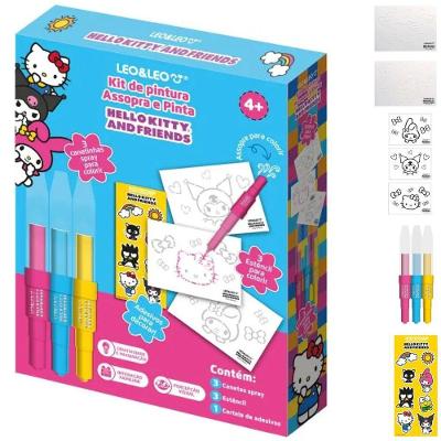 Kit de Pintura Infantil Leo & Leo Assopra e Pinta Hello Kitty e Amigos com Canetas Spray