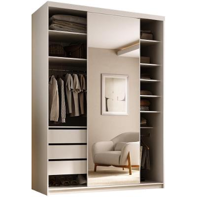 Closet Solteiro Sonni R02 3 Gavetas 8 Prateleiras MDF 139cm Bege Lyam Decor