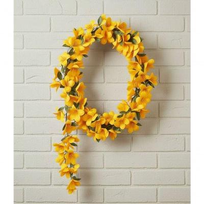 Pendente Hibisco Flor Trepadeira Artificial 110cm Visual Realista Amarelo de Coração Shop