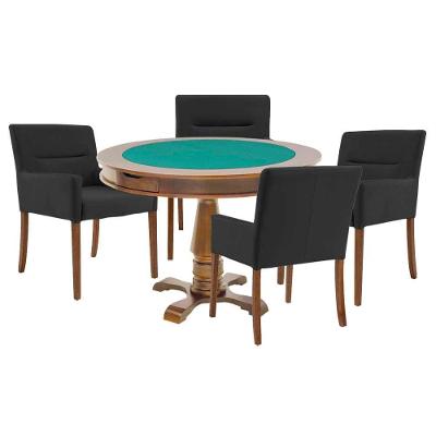 Mesa de Jogos Victoria com 4 Cadeiras Vicenza Tampo em MDF Reversível Amêndoa Gran Belo