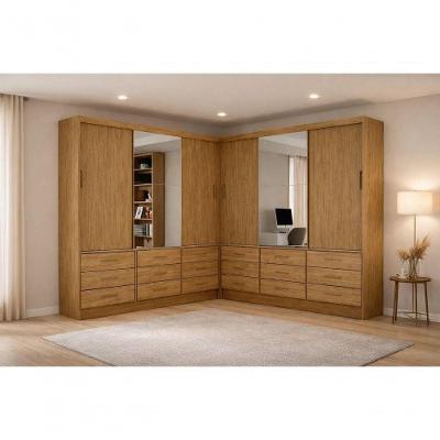 Closet Domus Plus 18 Gavetas 6 Prateleiras em MDF MDP com Espelho Domus Parati