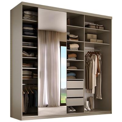 Closet Casal Sonni R02 3 Gavetas com Espelho MDF 208cm Bege Lyam Decor