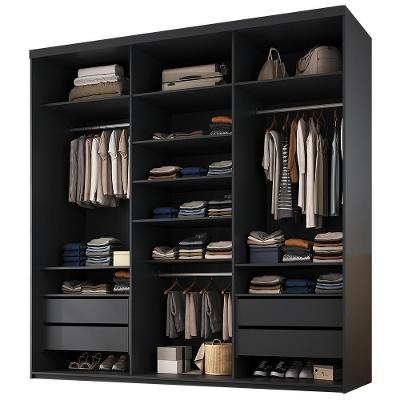 Closet Casal Tunísia R02 4 Gavetas 9 Prateleiras Mdf 208cm Preto Lyam Decor
