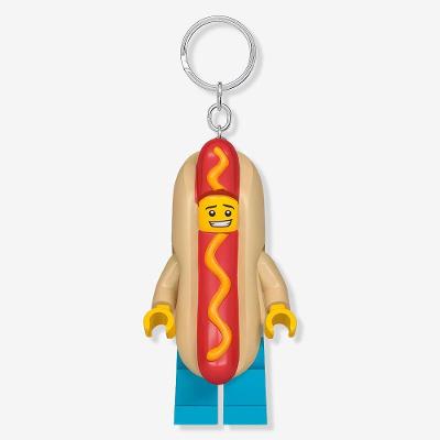 Chaveiro com Lanterna Zonacriativa Hot Dog Guy Plástico e Metal 9cm Vermelho para Mochila