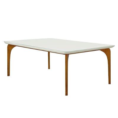 Mesa de Sala de Jantar Dinamarca 8 Lugares Retangular MDF 218cm Offwhite-mel Gran Belo