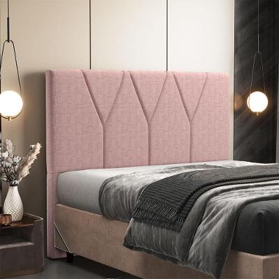 Cabeceira Queen Aurora W01 para Cama Box Madeira Maciça Linho Rosa Lyam Decor