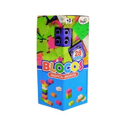 Blocos de Montar Infantis 0112 Educativos 28 Peças Cores Variadas Mini Toys