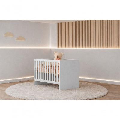 Berço Que Vira Cama Candy em MDF com Colchão Incluso Branco para Bebê
