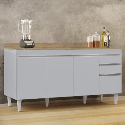 Balcão de Cozinha para Pia Arkansas 4 Portas 2 Gavetas MDP 160cm Cinza Claro e Castanho Lumil Móveis
