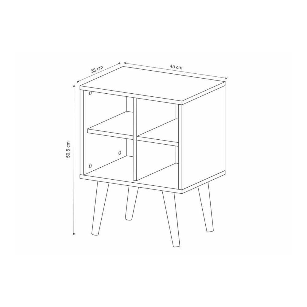 Mesa Lateral p/ Sala E1720 c/ 4 Nichos Natural/Off White - Tecno Mobili - 5