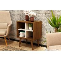 Mesa Lateral p/ Sala E1720 c/ 4 Nichos Natural/Off White - Tecno Mobili - 3