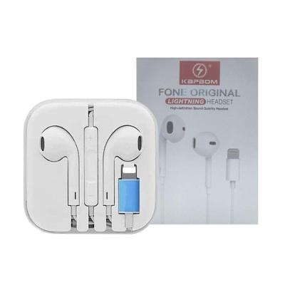 Fone de Ouvido Estéreo Intra Auricular Kapbom KA-700-5G com Microfone Conector Lightning Branco