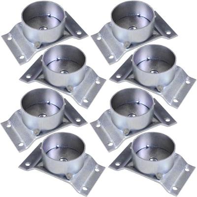 Kit 8 Chapinhas para Fixação de Pés Palito Gran Belo Chapa Elevada com Tubo Rosca 5-16 Prata