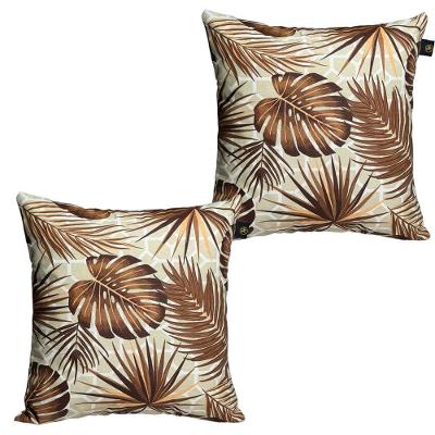 Almofadas Decorativas Impermeáveis Antimofo Floral Marrom Kit 2 Peças Trama Original