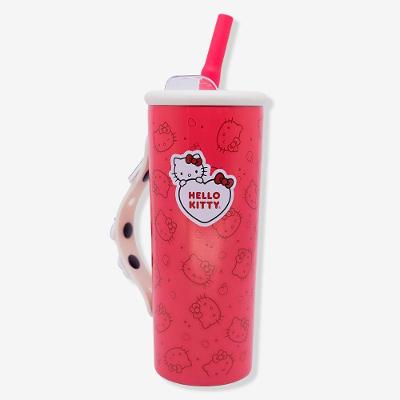 Copo Térmico Copo Charms Hello Kitty 600ml Aço Inoxidável Silicone com Alça Regulável e Base