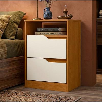 Mesa de Cabeceira Lody A04 Flex 2 Gavetas MDF MDP Moderna Off White Lyam Decor