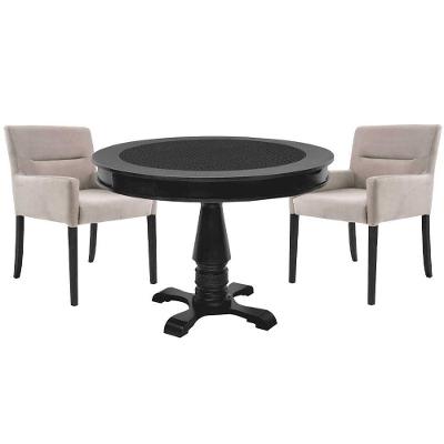 Mesa de Jogos Victoria 2 Lugares Tampo Reversível em Madeira Preto 110cm com Cadeiras Nude Gran Belo