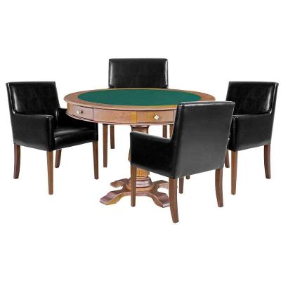 Mesa de Jogos Victoria 4 Lugares Tampo em MDF Reversível Amêndoa com Cadeiras Corino Preto Gran Belo
