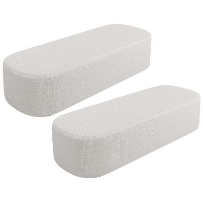 Kit 2 Puffs Decorativos Doha W01 Retangulares Assento Espuma Bouclê Cru Lyam Decor