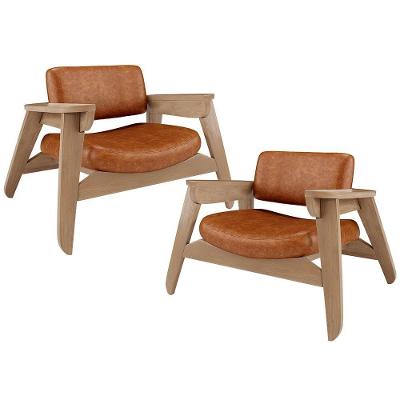 Kit 2 Poltronas Decorativas Living Concept L02 para Sala Corino Camel Lyam Decor