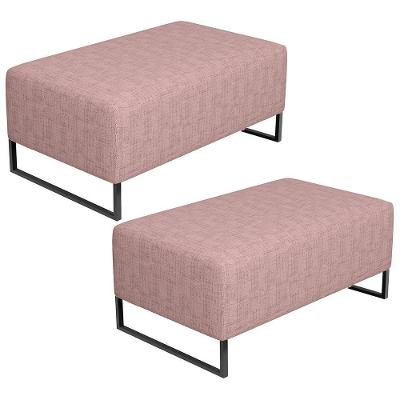 Kit 2 Puff Decorativo Cléo W01 Assento Espuma Linho Rosa Lyam Decor