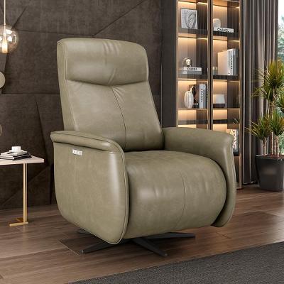 Poltrona Reclinável Elétrica Anakin G76 Couro com Base Giratória Usb Capuccino Gran Belo