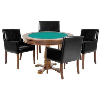 Mesa de Jogos Victoria Liverpool G36 Redonda Amêndoa com 4 Cadeiras Preto Gran Belo