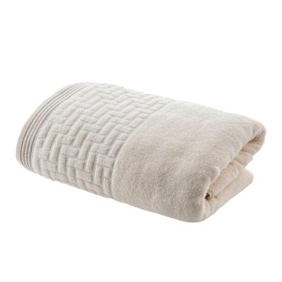 Toalha de Banho Super Soft Geométrico 70cmx1,40m Alta Absorção Bege Claro Corttex