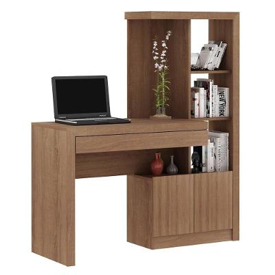 Mesa Conjunto para Escritório ME4143 1 Gaveta MDP 122,5cm Amêndoa Gran Belo